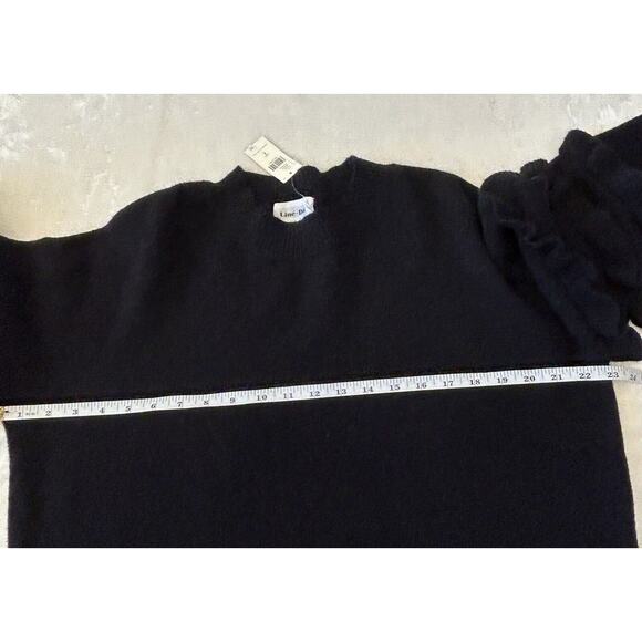 ANTHROPOLOGIE LINE & DOT BLACK SWEATER Size L BLACK TIERED RUFFLES PULLOVER NEW - Picture 3 of 9